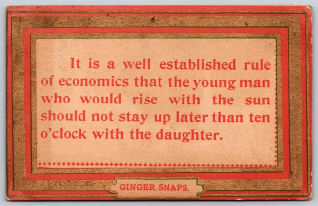 Postcard "It is a Well Established Rule of Economics" Ginger Snaps 1910 L108