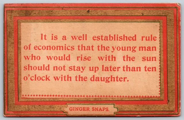 Postcard "It is a Well Established Rule of Economics" Ginger Snaps 1910 L108