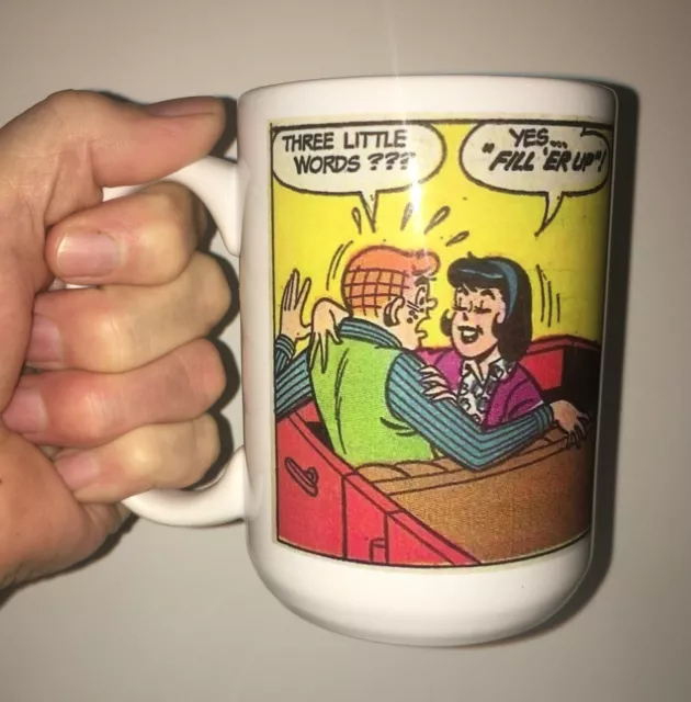 Archie & Veronica FILL 'ER UP Innuendo Comic Panel LARGE 15 Oz White Ceramic Mug