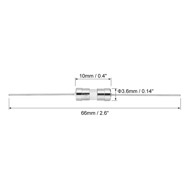 Coup rapide Fusible Axial Fil Verre Fusibles 3.6mm x 10mm 250V F0.5A 100Pcs 2