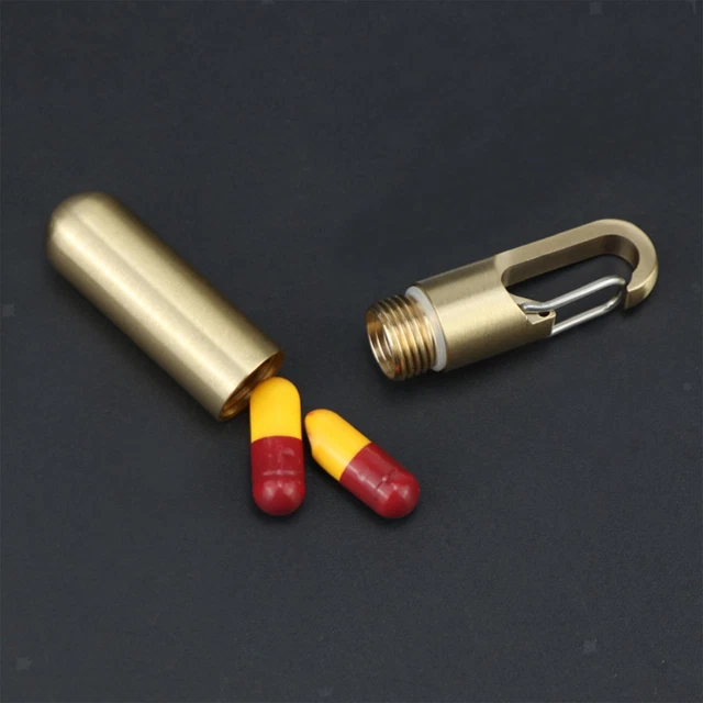 Acheter Porte-clés pendentif cylindre en laiton, bijoux suspendus, boîte à pilules, récipient à médicaments