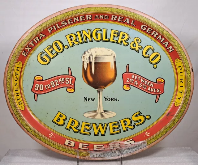 Scarce Pre Prohibition Beer Serving Tray Geo. Ringler & Co. Brewery New York NY