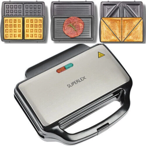 3IN1 SANDWICH TOASTER Waffle Maker Grill Toastie Panini Press Griddle