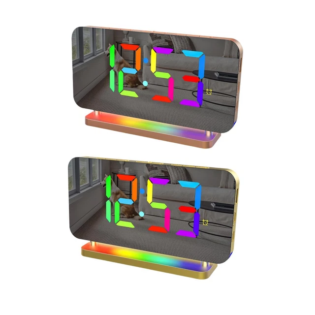 Réveil Numérique Enfant Urho Cube LED 7 Couleurs - Veilleuse, Thermomètre - Design Stitch - Cadeau Amusant
