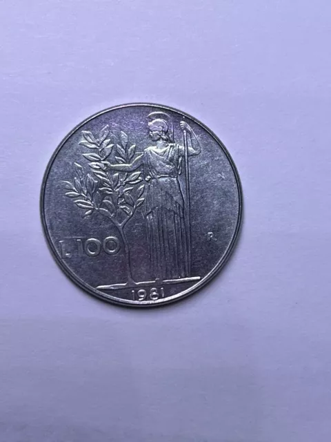 1981 Italy Italian 100 Lire Woman Tree Coin XF+