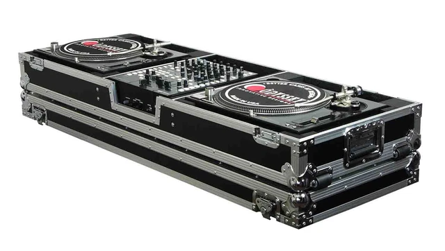 Odyssey FZDJ12W 12" Format DJ Mixer Turntables Flight Coffin Case with Wheels