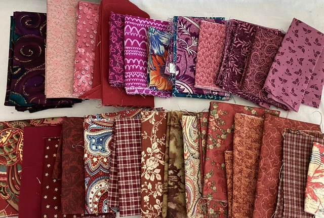 Residuos de tela granate destash miga acolchado fibra arte costura puntada lenta