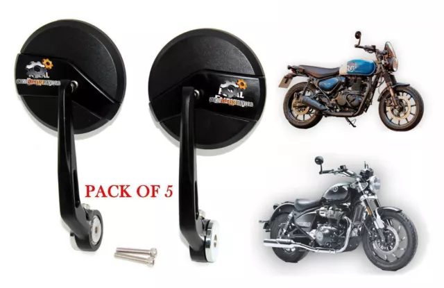 5X BAR END MIRROR Compatible With ROYAL ENFIELD INTERCEPTOR SUPER METEOR HUNTER