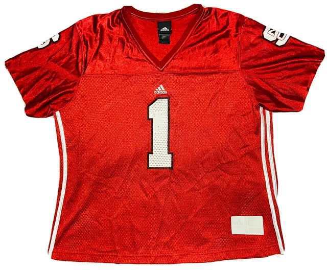 Adidas NCAA North Carolina State NC St. Wolfpack Women Red Football Jersey; 2XL