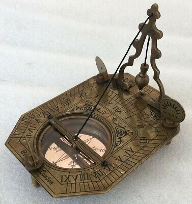 Sundial Compass Brass London Vintage Antique Compass Maritime