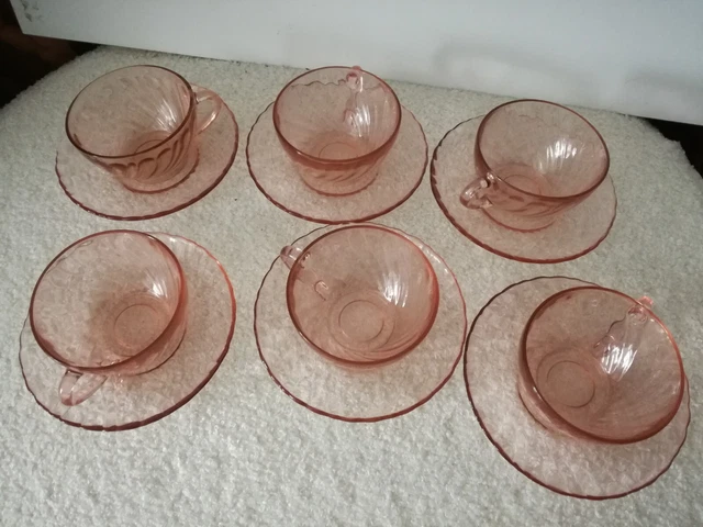 Service à Café ARCOROC Ambre Collection Shell - 6 Tasses - Vintage Peu Servi - Occasion