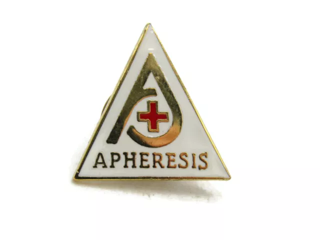 Red Cross Apheresis Pin White & Gold Tone