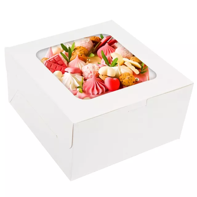 32pcs Cake Boxes, 10x10x5 Inch Cake Box With Window, Bakery Boxes Pastry Boxe...