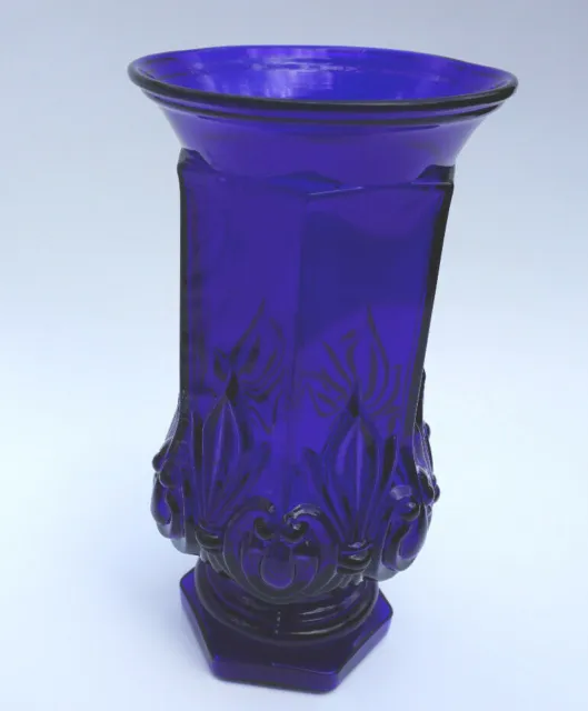 Indiana Tiara Glass Queen's Vase Cobalt Blue Pressed Glass 9 3/4"