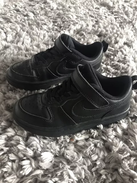 BOYS NIKE COURT Borough Low Black School Shoes Trainers Size 12