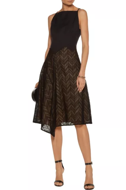 NEW Jason Wu Herringbone Lace Midi Dress in Black - Size 10   #D504