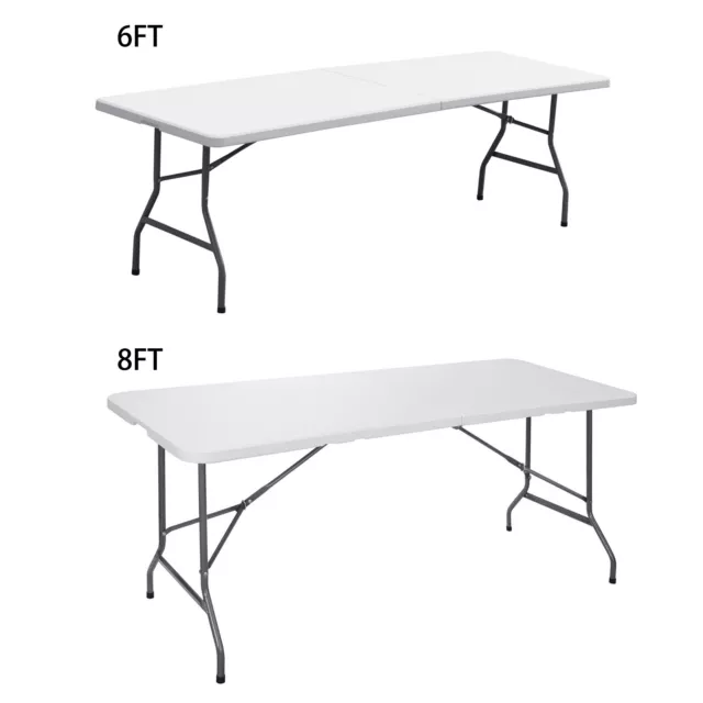 6/8' Portable Folding Table Plastic Picnic Party Camp Dining White 1PCS/2PC/4PCS