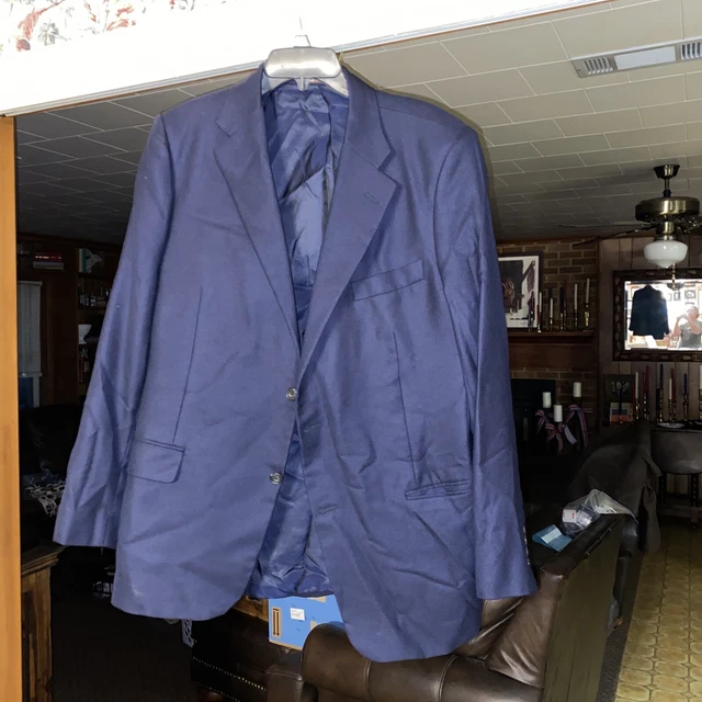 Hickey Freeman Weightless Dark Blue 100% Cashmere Sport Coat Jacket 46L