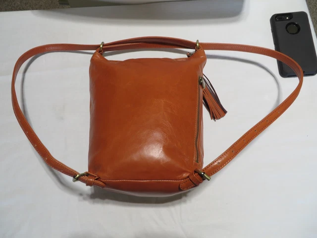 HOBO  INTERNATIONAL Cognac  LEATHER  CONVERTIBLE  SHOULDER/BACKPACK  PURSE