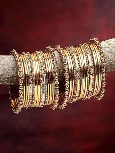 Indian Wedding Jewelry Gold Oxidized Bangles Ethnic Bracelet Set for Women Girls