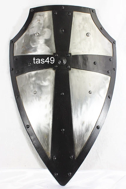 Hand Forged Gothic LAYERED STEEL CROSS SHIELD Medieval Battle Armor