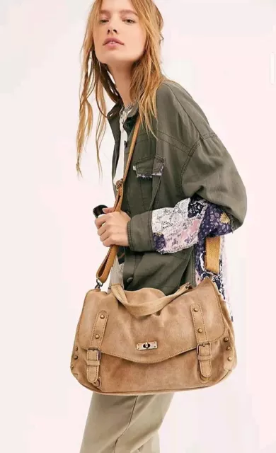 Free People Mojave Suede Leather Distressed Crossbody Messenger Bag