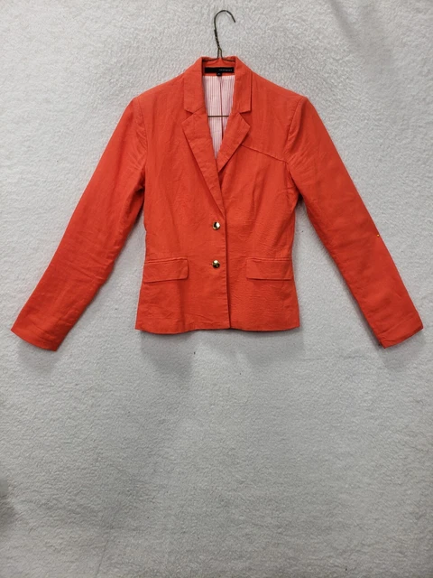 Harve Benard Suits Women 4 Orange Linen Rayon Long Sleeve Single Breast Blazer