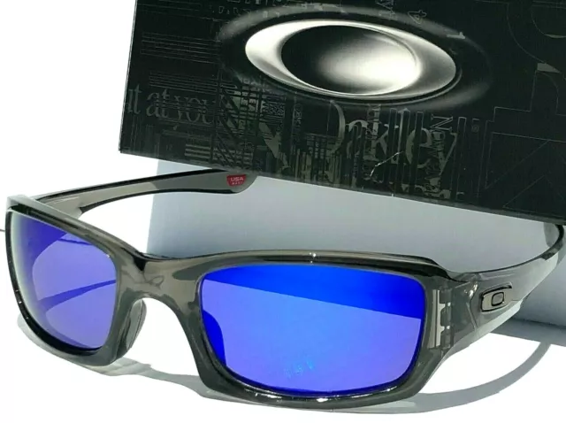 NUEVAS Gafas de sol Oakley FIVES Cuadrado Gris Humo POLARIZADAS Galaxy Azul Espejo 9238 3