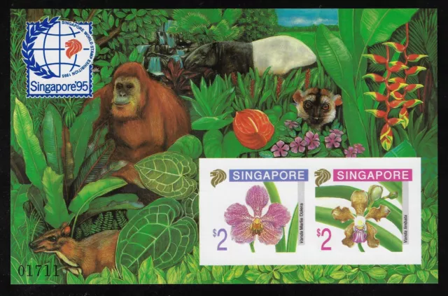 Singapore 1995 Orchids 5th Series Special Mini Sheet, Imperf & Serial - SG MS797
