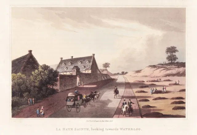 La Haye Sainte Waterloo Napoleon Belgien Begium Aquatinta Bowyer 1816