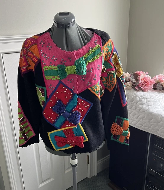 Michael Simon XL Christmas Sweater Cardigan Crochet