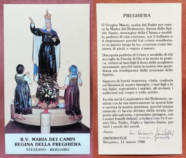 Santino Holy Card B. V. Maria dei Campi Regina della Preghiera Stezzano Bergamo