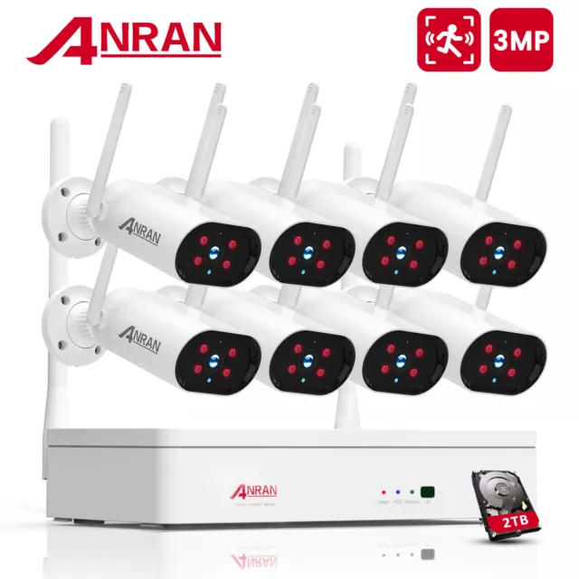 ANRAN 3MP CCTV System Home Securtiy Camera Outdoor Wireless 8CH 1TB HDD WiFi HD