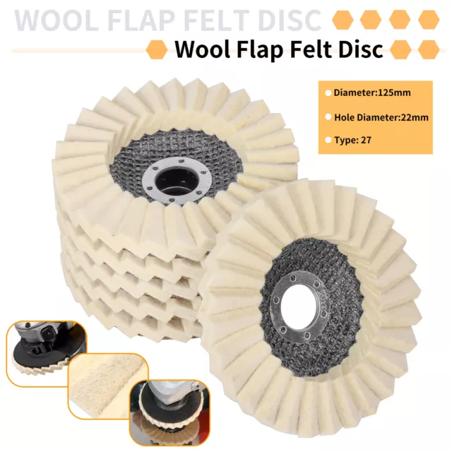 125mm Wool Flap Felt Disc Polishing Angle Grinder Buffing Wheel For Metal Glass