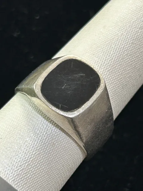Sterling Silver Onyx Signet Ring Size 12.25 14 Grams