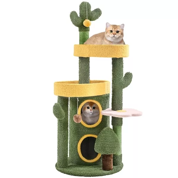 Arbre à Chat Design Oasis Tour pour Chat Multiniveau en Tissu 123 cm de Haut