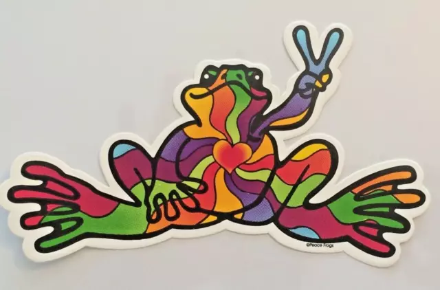 NEW Peace Frogs Decal Sticker Heart & Soul Frog 6" x 3" High Quality Vinyl
