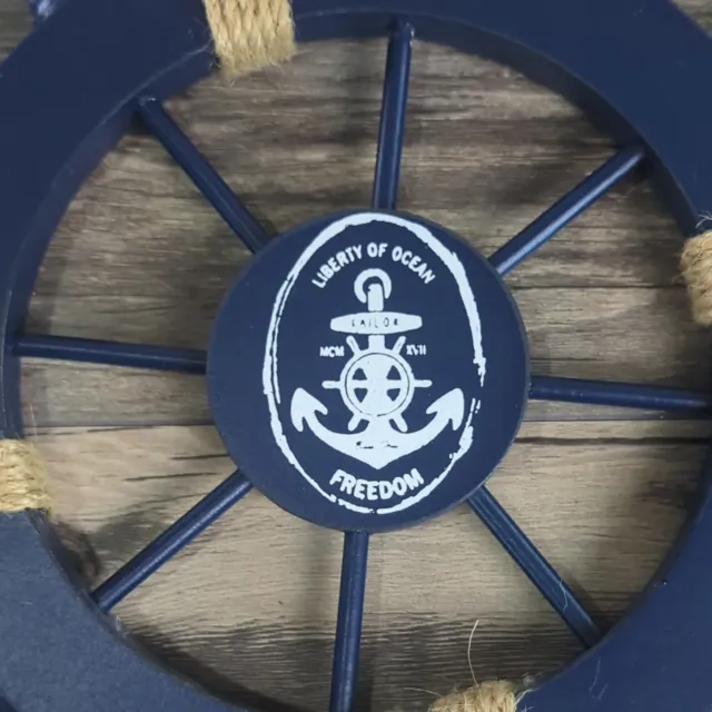 Nautical Beach Wooden Boat Ship Steering Wheel Fishing Net Shell Home Wall Decor 2