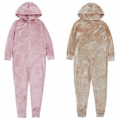 Girls Crushed Velvet All In One Childrens/Kids Jumpsuit Age 7-13 Years