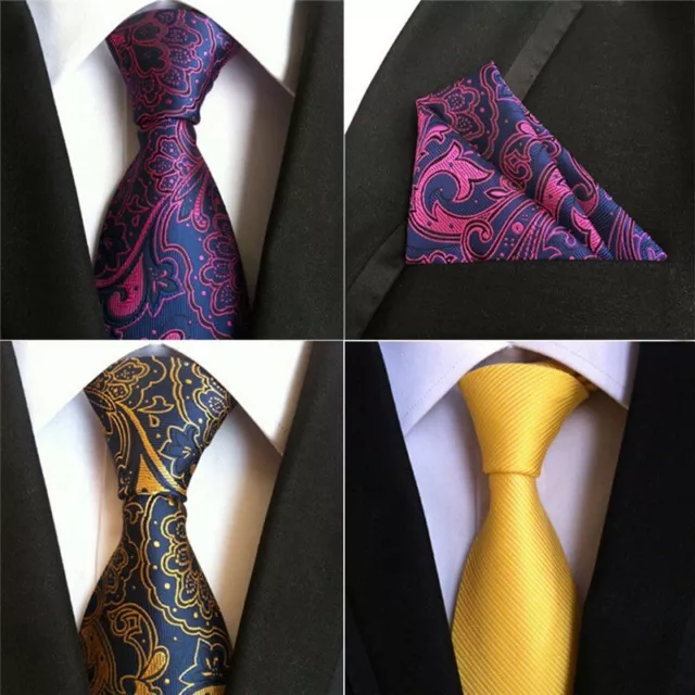 Men's Floral Wedding Tie and Handkerchief Pocket Square Matching Set UK