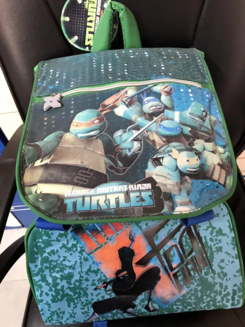 Zaino Scuola Estensibile Ninja Turtles Tartarughe Nuovo Da Negozio Sconto New