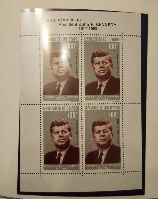 Timbre Cote d'Ivoire Année 1963 Neuf ** sans charnière MNH Bloc n°3 Kennedy