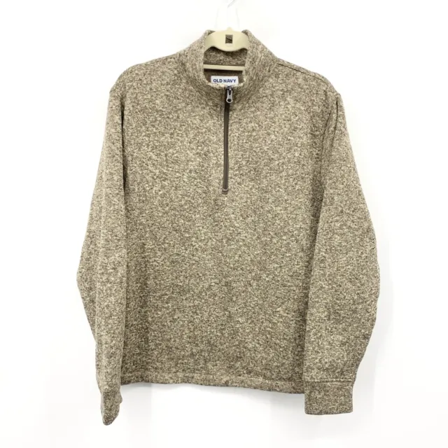 Old Navy Men Size Medium Sweater 1/4 Zip Pullover Fleece Top Brown Sweatshirt