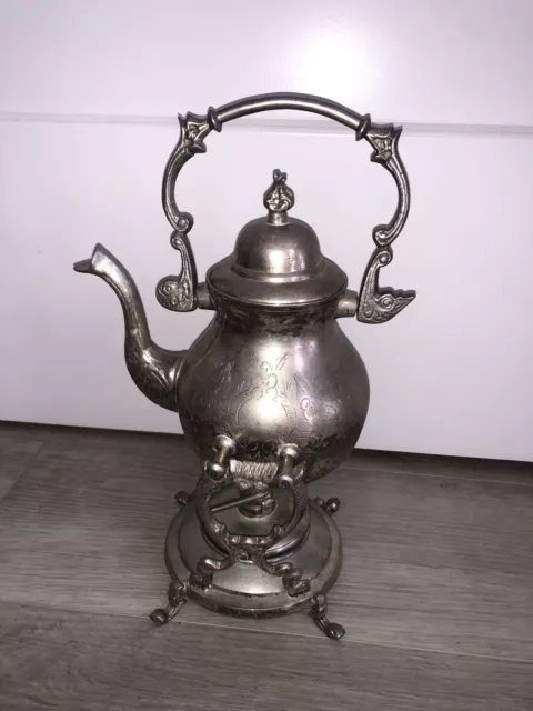 Vintage Silver  Tipping Kettle On Footed Stand / Teapot