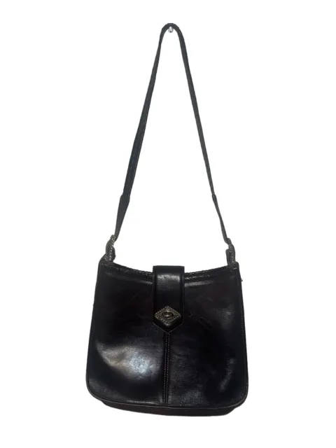 Vintage Brighton Purse Black Brown Croc Embossed Leather Shoulder Bag