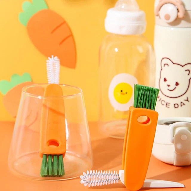 3 In 1 Bottle Cap Brush Milk Bottle Brush Cup Cover Cleaning Brush Portable M ql