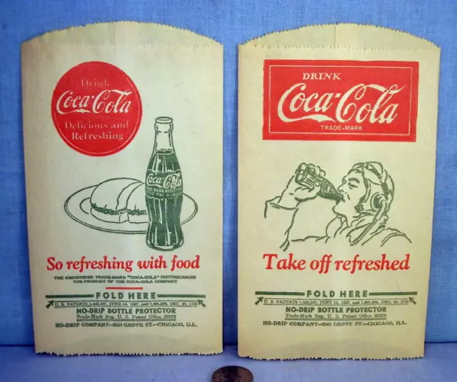 Coke 1932 No Drip ~ Bottle Protector Paper Sleeves ~ Coca-Cola Perfect Condition