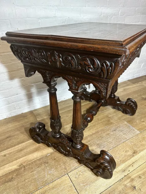 Antique Early Victorian Carved Oak Table  . Free Local Delivery Available 3