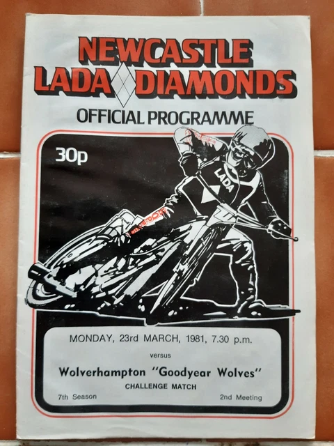 NEWCASTLE DIAMONDS vs WOLVERHAMPTON WOLVES SPEEDWAY PROGRAMME 23/3/1981