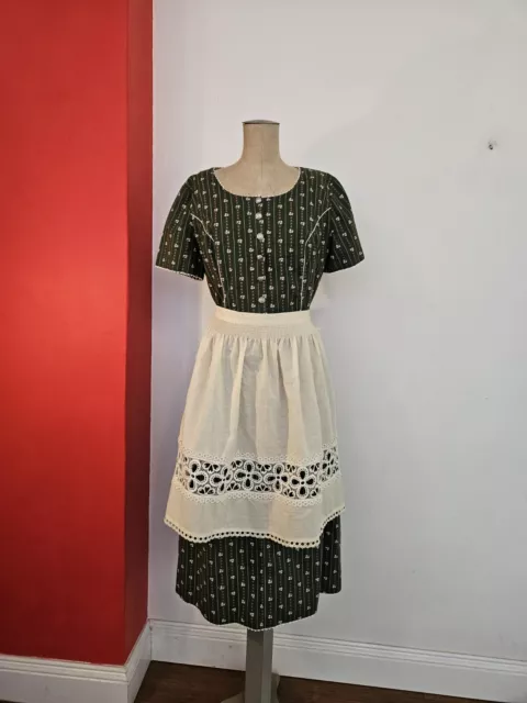 Vintage Dirndl Dress Bustier Top A-Line Skirt Tracht OKTOBERFEST Beer Festival L